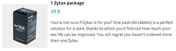 Zytax Pills 1 Package Order Online